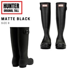 HUNTER Original Tall Rain Boots: Black Matte 8